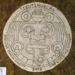 I made this label for my Aztec Sun Calendar quilt. The graphic design is the central figure from the stone carving that was the inspiration for the quilt.