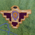Jane's Thunderbird - notice how thoroughly she has covered the area with stitches, it looks like a tapestry.