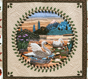 Center circle from my quilt Evening Song made in 1998 as an opportunity quilt for Northwest Quilters